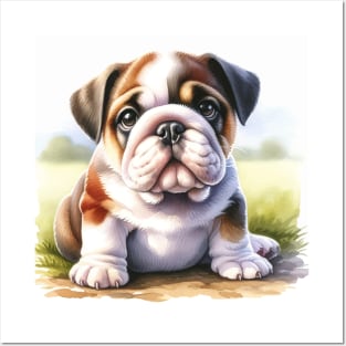 Watercolor Bulldog Puppies - Cute Puppy Posters and Art